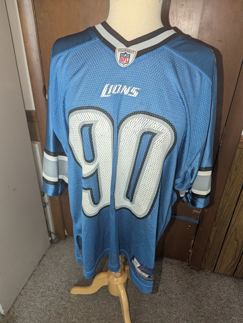 Equipment Detroit Lions #90 Blue Mesh Football Jersey